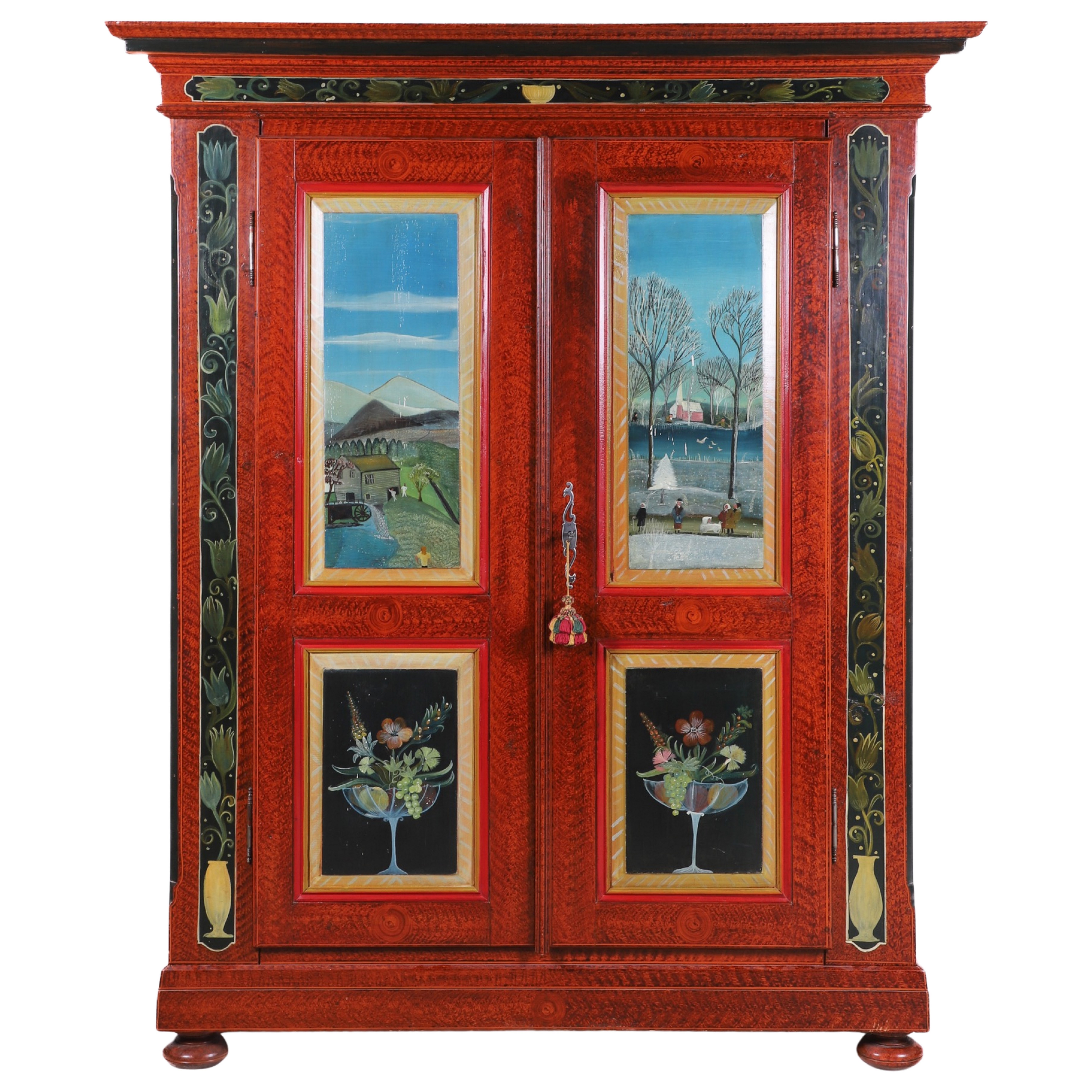 Appraisal: Marie Colette Paint Decorated Kas two paneled doors with landscape