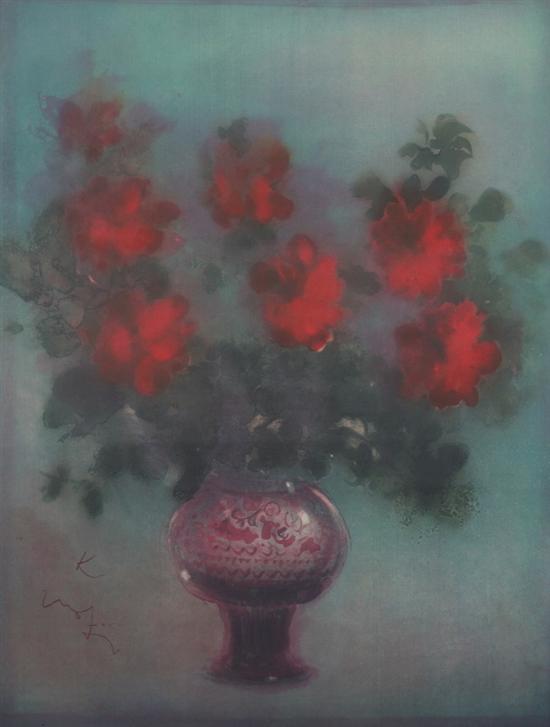 Appraisal: KAIKO MOTI Indian - FLEURS ROUGES Signed and numbered in