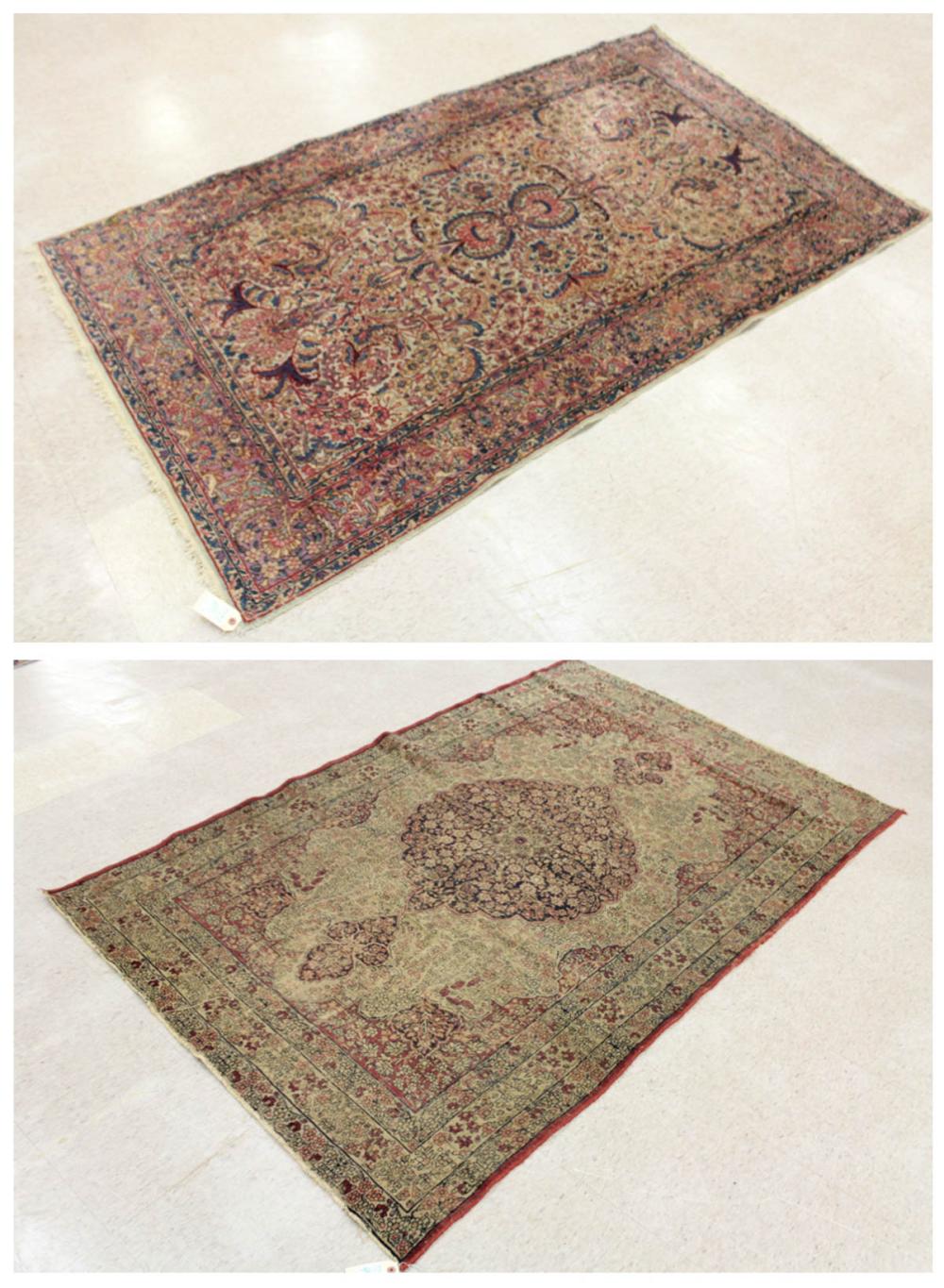 Appraisal: TWO SEMI-ANTIQUE PERSIAN AREA RUGS both hand knotted ' x