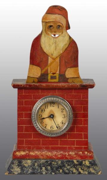 Appraisal: Wooden Folk-Art Operating Santa Claus Clock Description Beautiful clock on