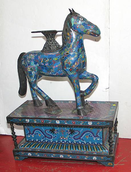 Appraisal: A massive cloisonn enamel model of a horse th Century