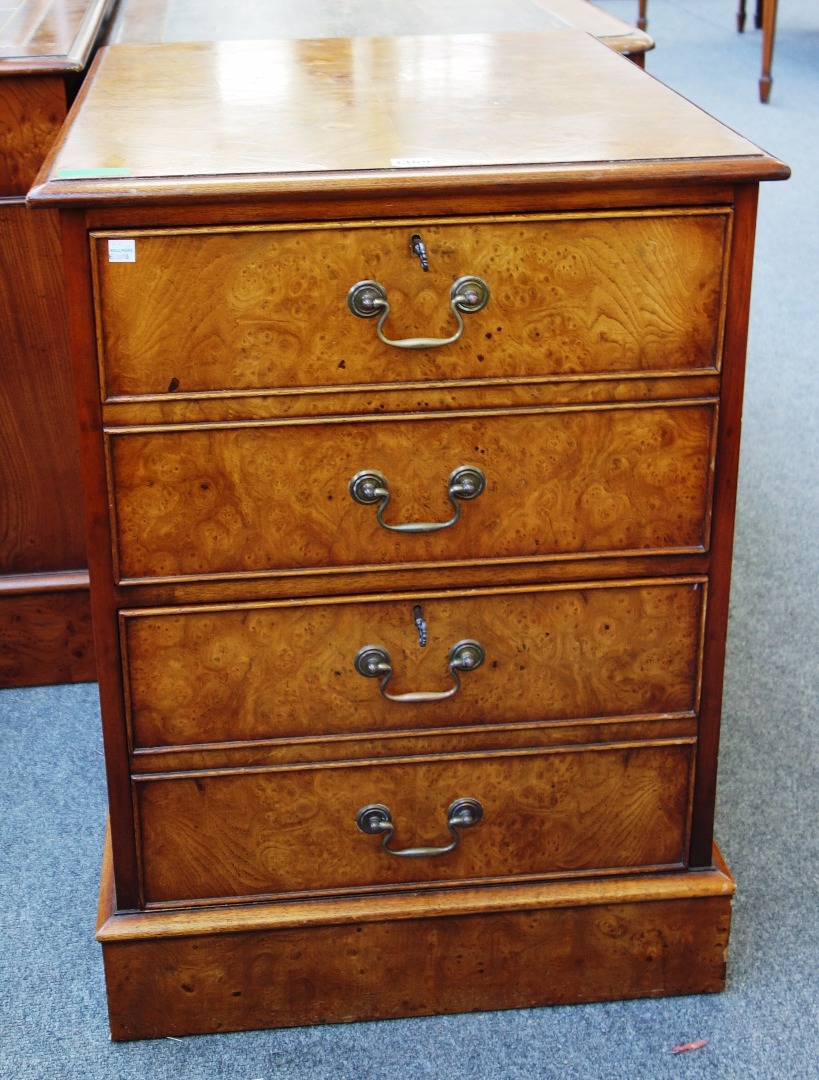 Appraisal: An th century style figured oak two drawer filing cabinet