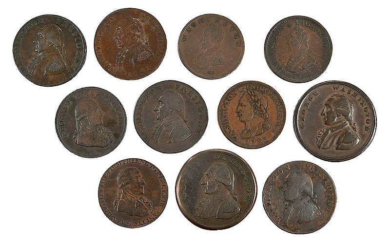 Appraisal: Group of Washington Tokens pieces copper bearing late th century