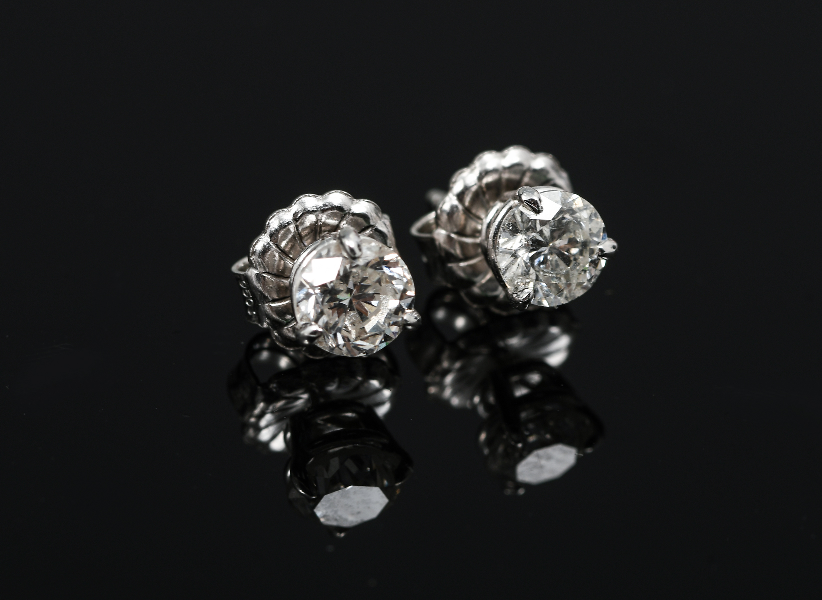 Appraisal: K CTW BRILLIANT CUT DIAMOND STUDS K white gold diamond