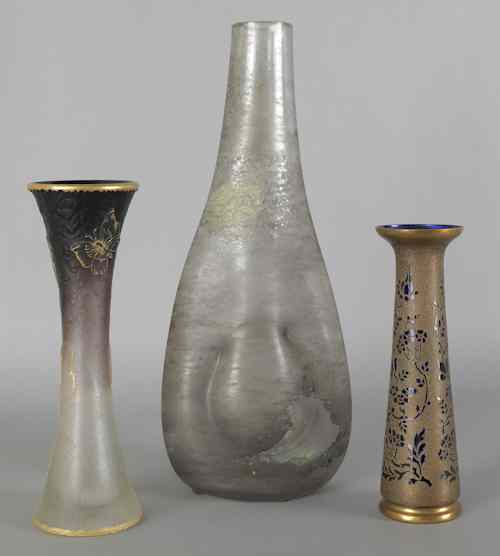 Appraisal: Murano art glass vase together with two enameled vases tallest