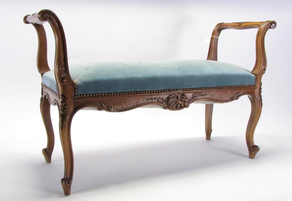 Appraisal: A Louis XV style vanity bench with upholstered seat nailhead