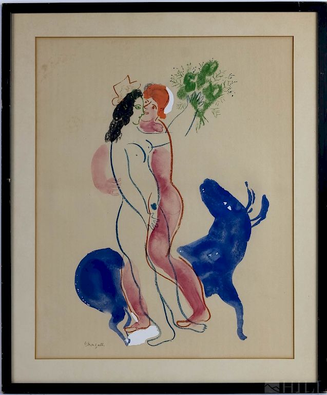 Appraisal: Marc Chagall Le Bete Bleue Couleur Amour Collotype Marc Chagall