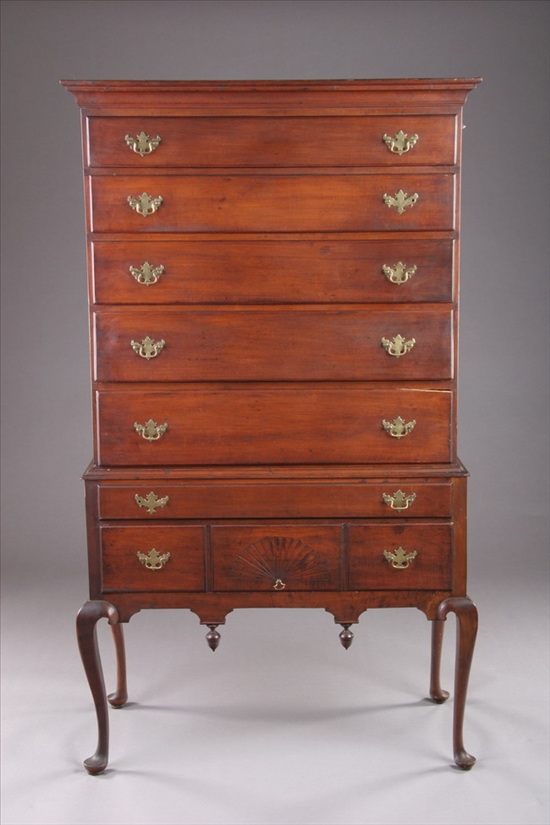 Appraisal: AMERICAN MASSACHUSETTS MAPLE HIGHBOY th century in two parts Upper