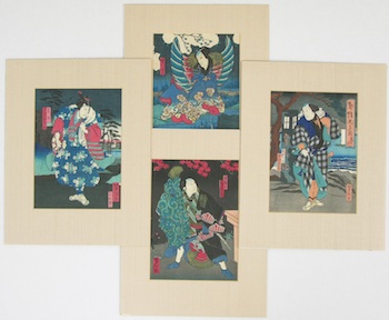 Appraisal: Yoshitaki Japanese - Osaka School A lot of four woodblock