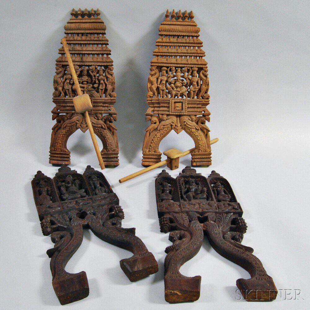 Appraisal: Four Carved Wood Furniture Elements India th th century each