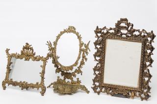 Appraisal: Vintage Gilt Metal Dressing Table Mirrors Cast gilt metal vintage