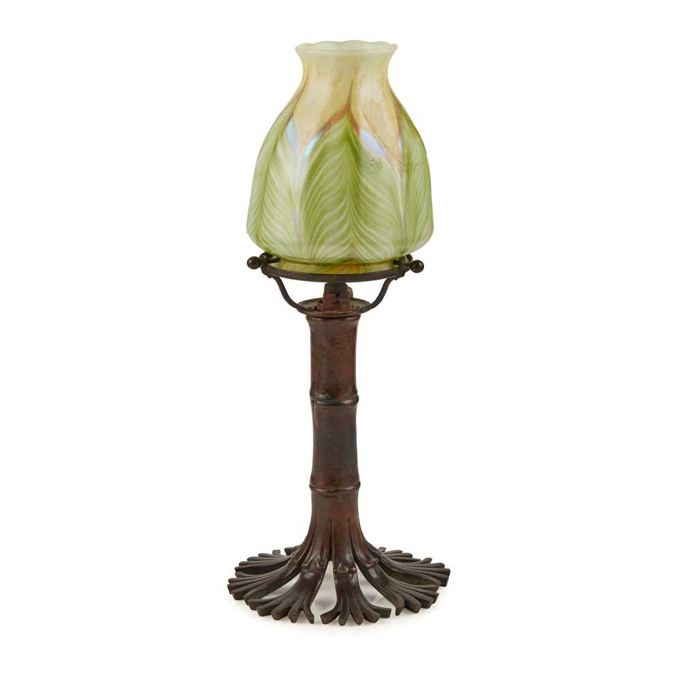 Appraisal: TIFFANY STUDIOS NEW YORK 'BAMBOO' TABLE LAMP CIRCA patinated bronze