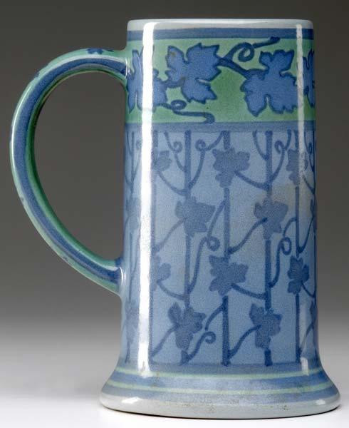 Appraisal: MARBLEHEAD Prototype mug painted by Arthur Baggs with grape leaves