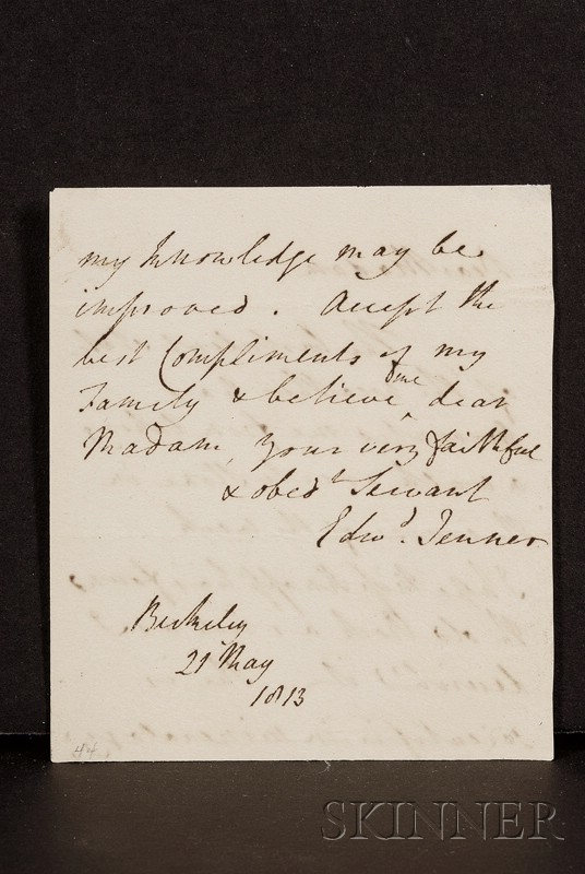 Appraisal: Jenner Edward - Autograph letter signed May one page to