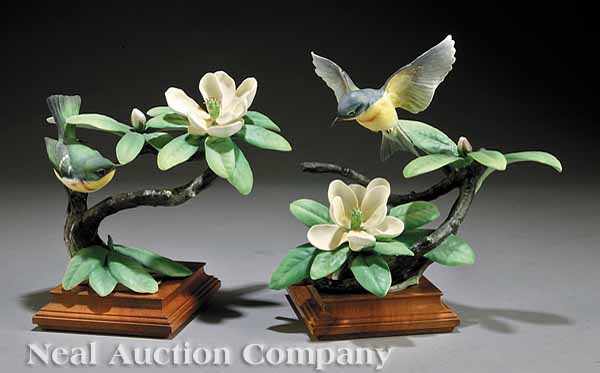 Appraisal: A Pair of Dorothy Doughty Birds c Parula Warbler Cock