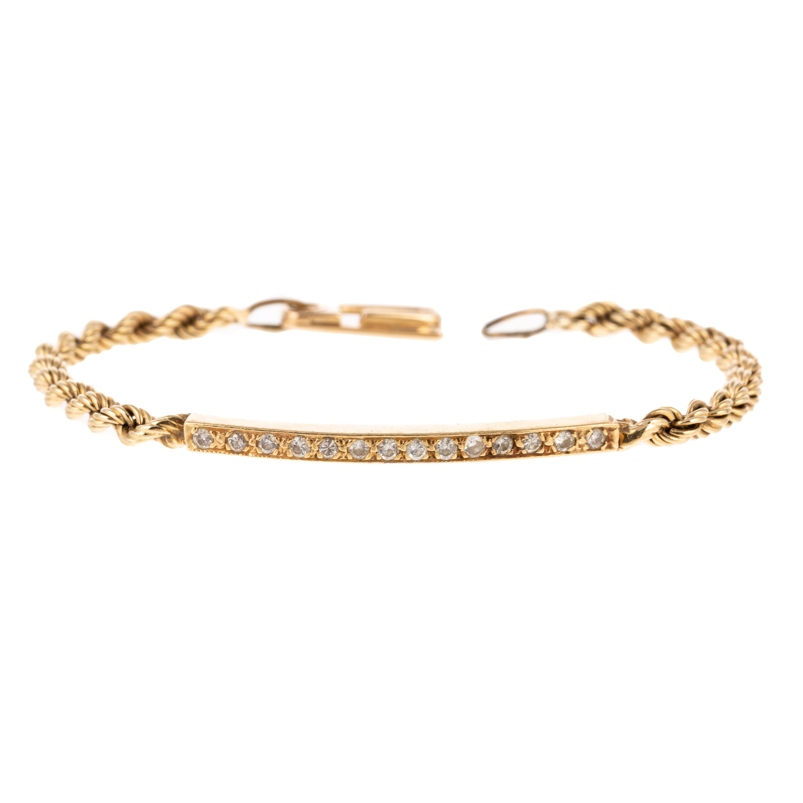 Appraisal: A DIAMOND BAR BRACELET IN K K yellow gold bracelet