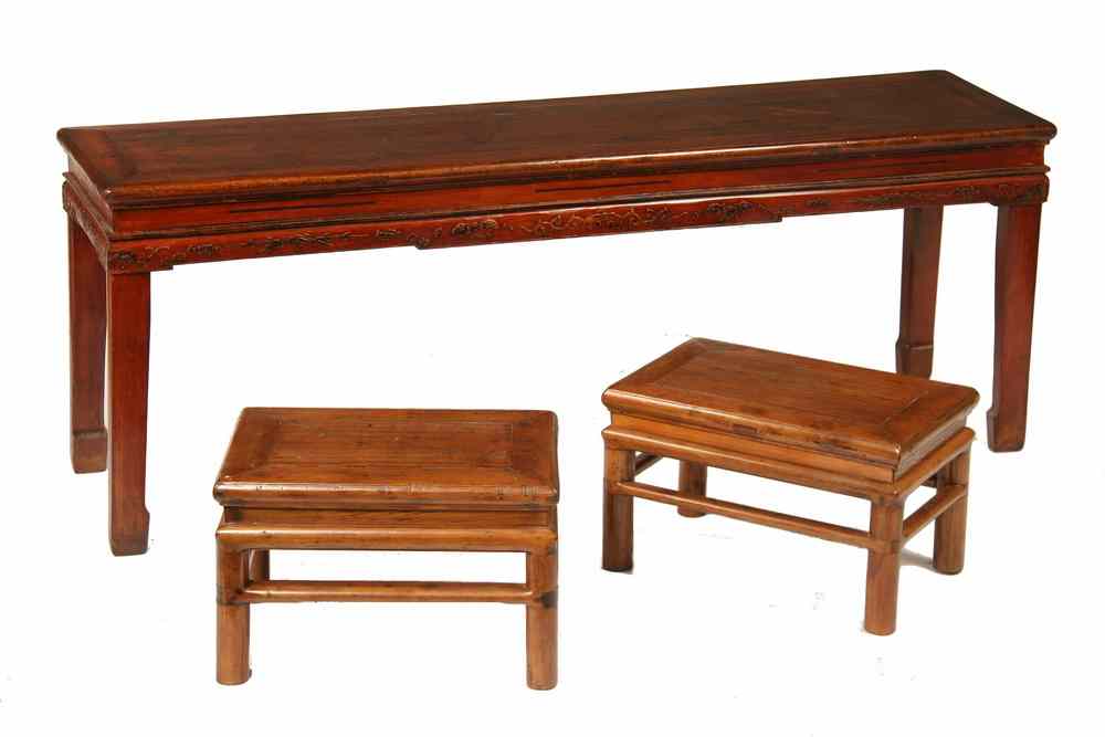 Appraisal: CHINESE TABLES - Chinese Medium Height Long Table with relief