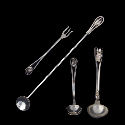 Appraisal: Georg Jensen USA sterling serving pieces various motifs cocktail stirrer