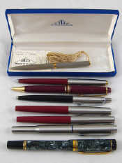 Appraisal: A mixed lot comprising four Parker fountain pens a Mont