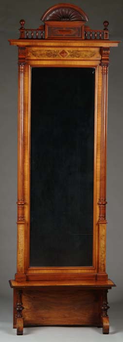 Appraisal: OUTSTANDING WALNUT TWO PART PIER MIRROR Tall rectangular top section