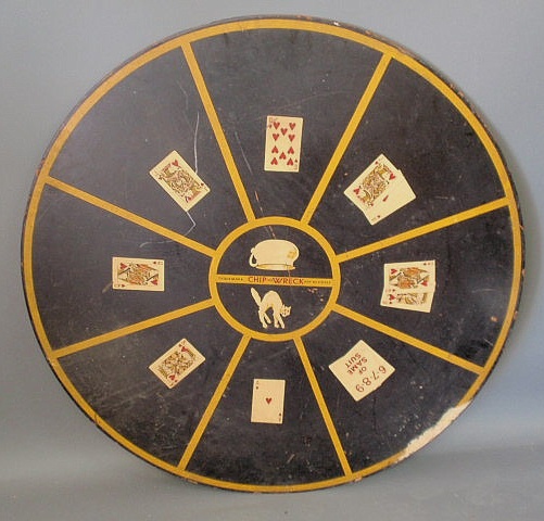 Appraisal: Round masonite game board Chip-Wreck trademark Pat No D dia