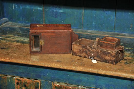 Appraisal: TWO BEE BOXES Both glazed wooden boxes one folksy with