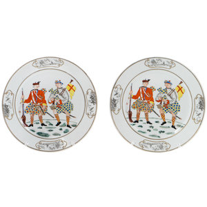 Appraisal: A Pair of Famille Rose Scotsmen or Highlander Plates TH