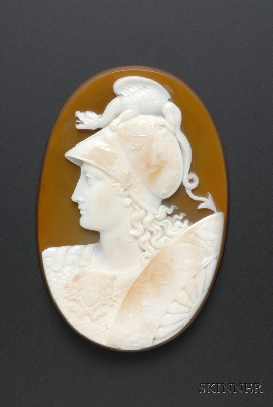 Appraisal: Fine Large Agate Cameo of Athena late th century oval