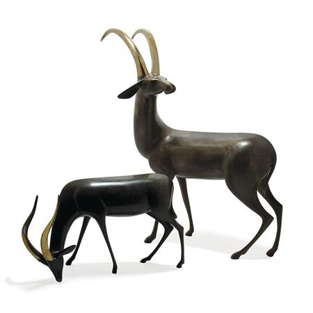 Appraisal: Loet Vanderveen Dutch American b Two Figures of Gazelles Estimate