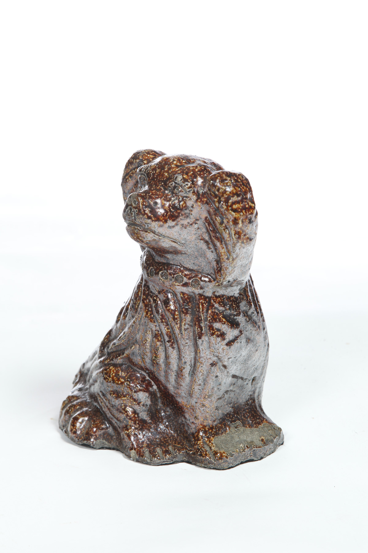 Appraisal: OHIO FLATHEAD SEWERTILE DOG Late th century Flathead-style seated spaniel