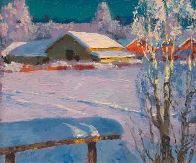 Appraisal: Mark Kremer Russian b February Frost Oil on masonite initialed