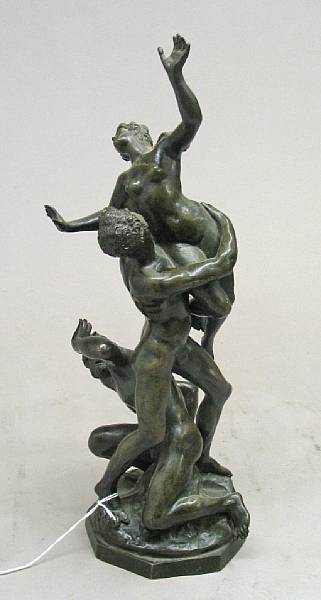 Appraisal: A patinated bronze figural group Rape of the Sabine Women