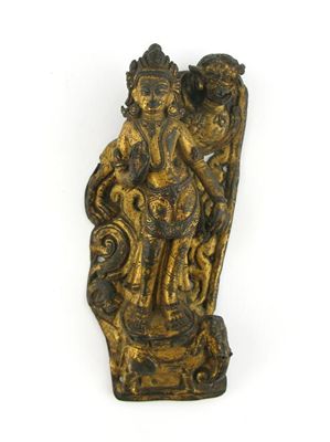 Appraisal: A Tibetan gilt bronze plaque probably of Padmapani modelled in