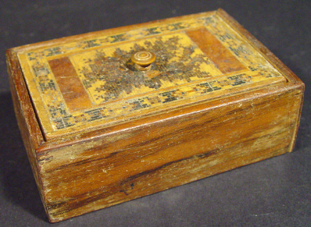 Appraisal: Rectangular Tunbridgeware box and cover the lid inlaid with flowers