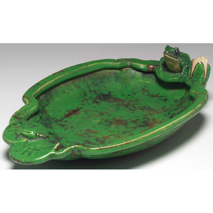 Appraisal: Weller Coppertone bowl broad low form with applied frog and