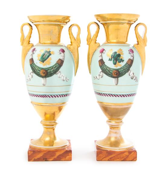 Appraisal: Sale Lot A Pair of Paris Porcelain Twin-Handled Vases th