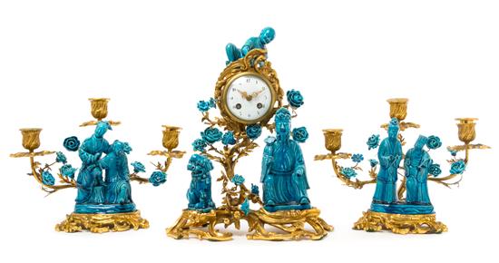 Appraisal: Sale Lot A French Gilt Bronze and Chinese Porcelain Clock