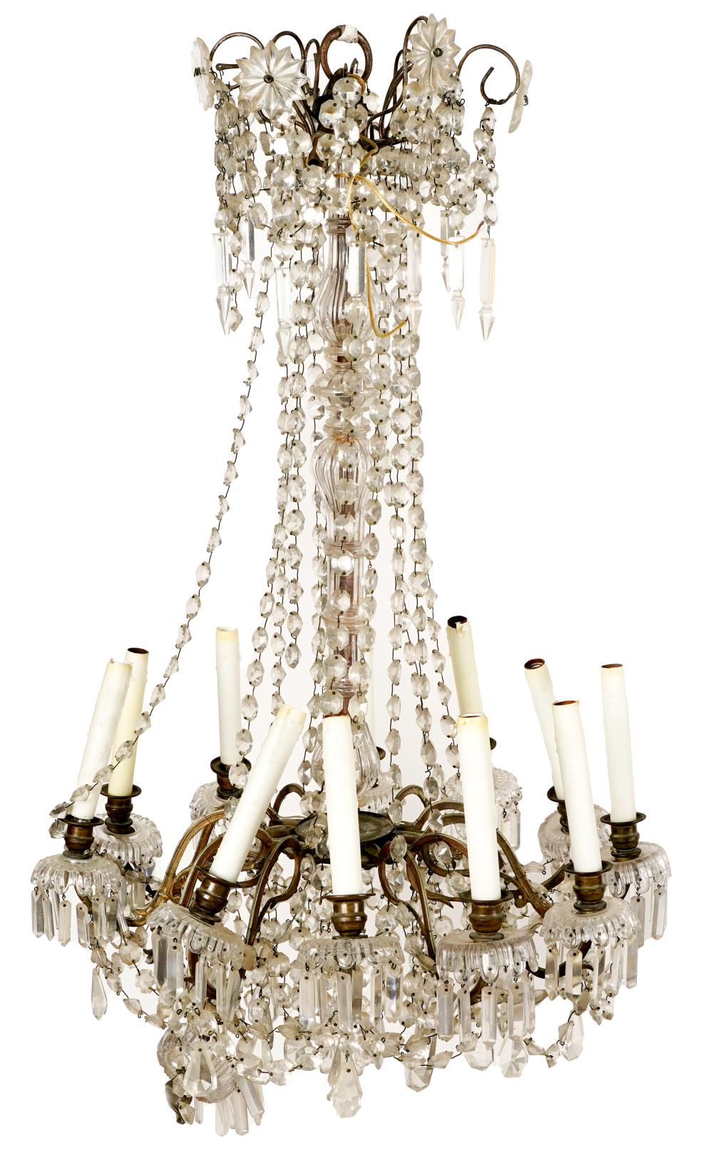 Appraisal: -LIGHT CRYSTAL CHANDELIERCondition one arm broken inches diameter inches high