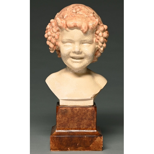 Appraisal: A French glazed terracotta sculpture of the head of a