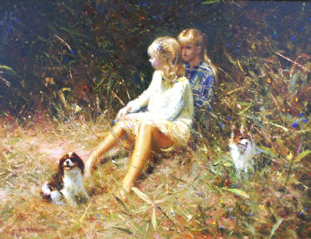 Appraisal: Dale Marsh born Girls in Violet and Gold oil on