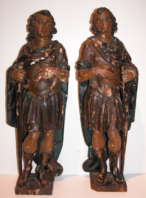 Appraisal: Wooden Warrior Statues Artist th Century Sculptural School Date th