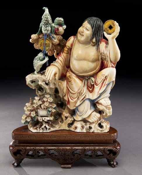 Appraisal: Chinese carved polychrome ivory figure International buyers should note that