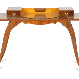 Appraisal: A French Art Deco Walnut and Lemon Wood Dressing Table