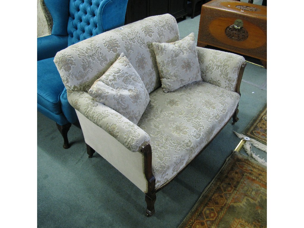 Appraisal: Mahogany framed upholstered two seater settee