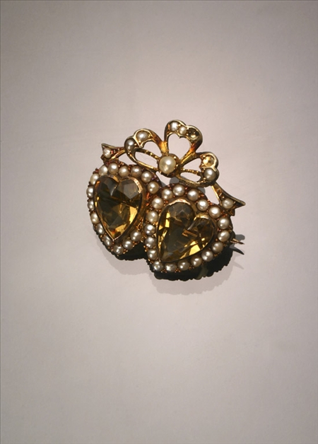 Appraisal: English Victorian -Karat Yellow-Gold Citrine and Seed Pearl Brooch Late