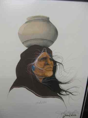 Appraisal: John A White Lithograph of an Indian signed numbered image