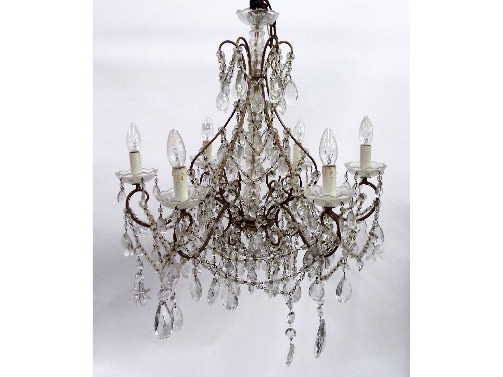 Appraisal: Venetian style eight branch chandelier with various prismatic drops and