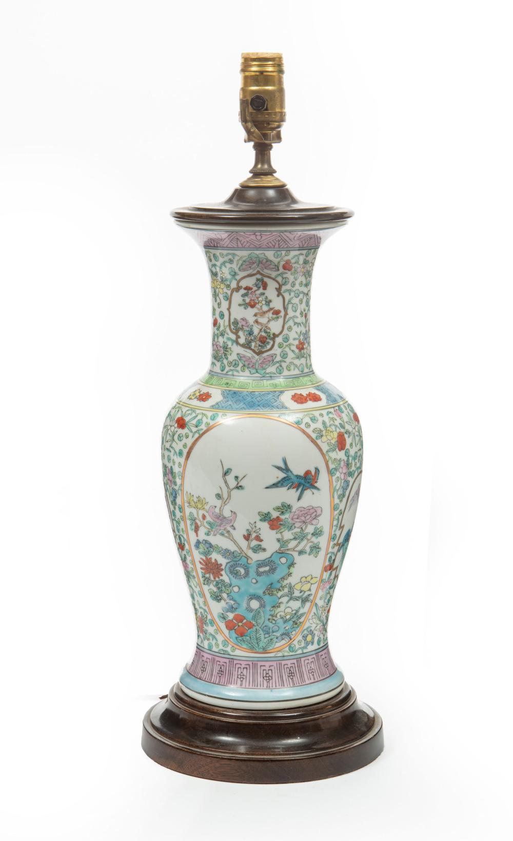 Appraisal: Chinese Famille Rose Porcelain Vase th c decorated with birds