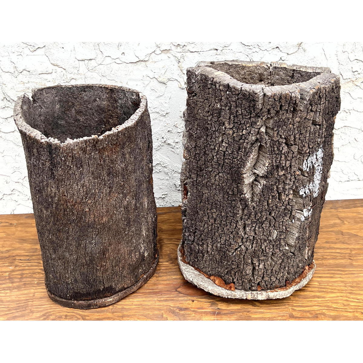 Appraisal: pcs Beehive cork containers stands Planters Dimensions H inches W