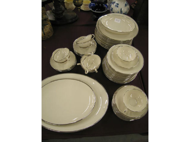 Appraisal: Franciscan China Service for Birchbark or Magnolia ivory with a